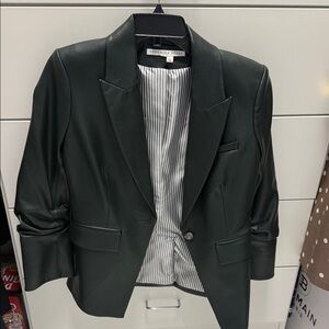 Veronica Beard Dark Green Leather-Look Blazer